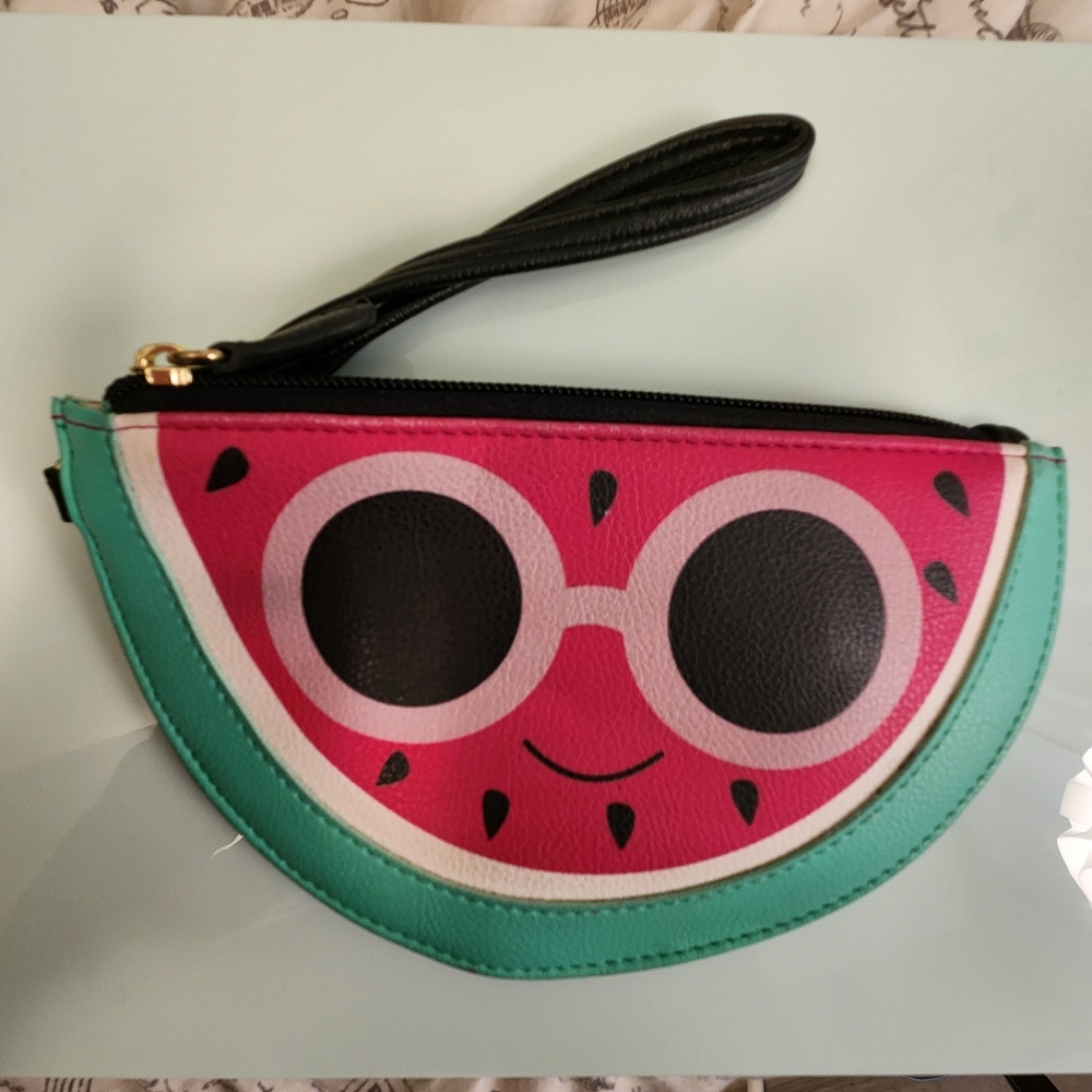 Luv Betsey Johnson Coin Purse Wristlet Watermelon Sliced Sun Glasses 4.5"x8"